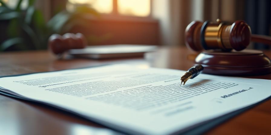 Legal gavel and documented contract on a professional desk